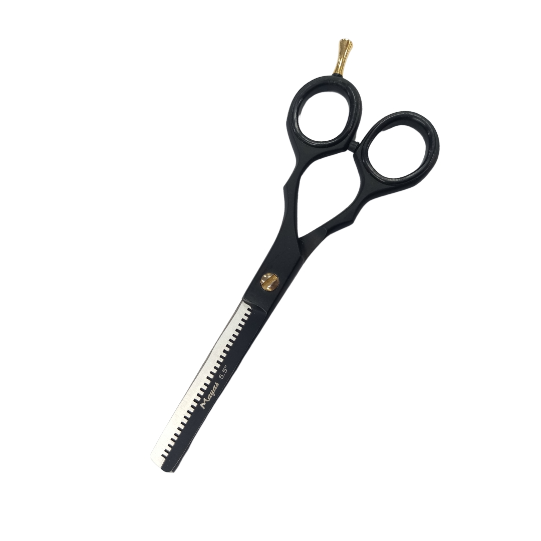 Mayas Scissor Oriental 5.5" Straight Thinning | Black