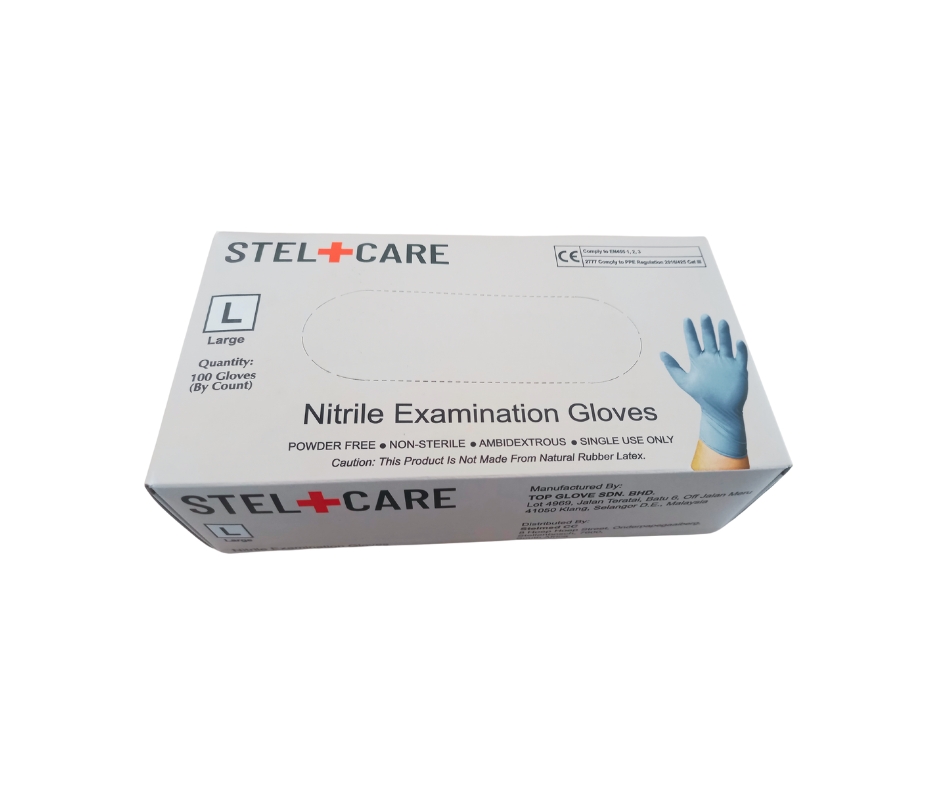 Gloves Nitrile Blue 100's - Large (Powder Free)