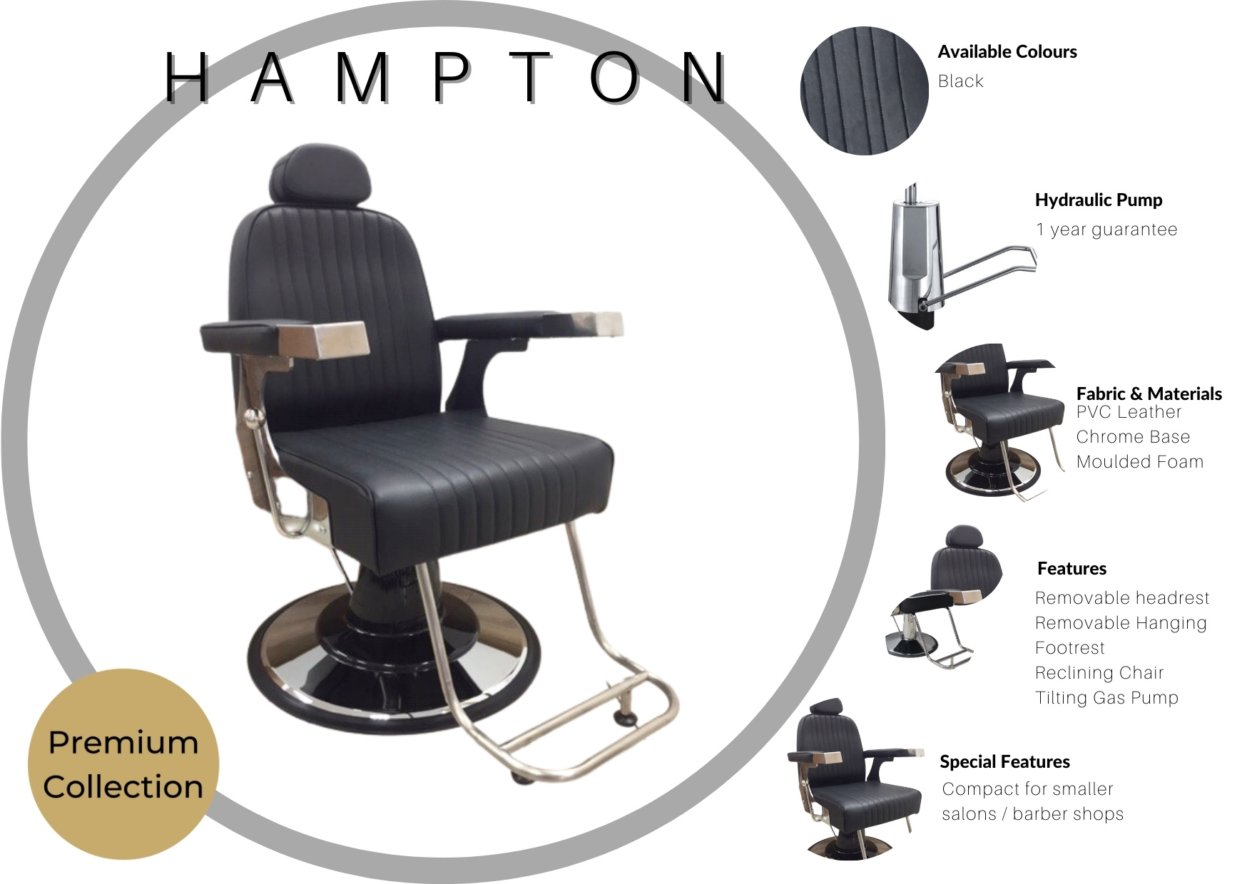 Hampton Barber Chair | Black - Image 2